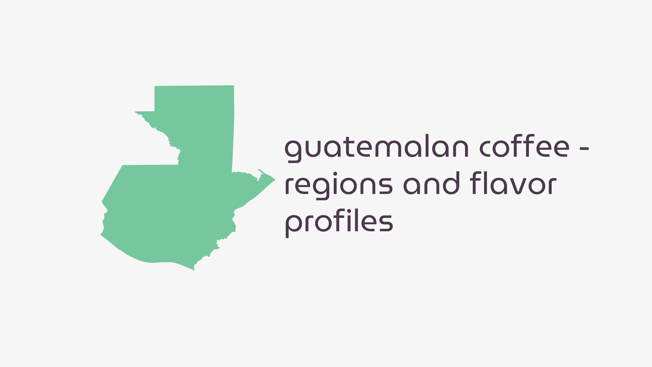 Simple green map of Guatemala next to the text 'guatemalan coffee – regions and flavor profiles'