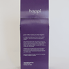 Back view of 12 oz bag of happi bold dark roast coffee – available in whole bean or ground