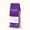 Side view of 12 oz bag of Happi Bold. Best Dark Roast Coffee Beans with Baker’s Chocolate, Caramel & Deep Body, Available Ground or Whole Bean