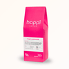 Side view of 12 oz bag of Happi Guatemala. Best Light Roast Coffee Beans with Orange Zest, Black Cherry & Fudge Notes, Available Ground or Whole Bean