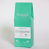 Side view of 12 oz bag of Happi Brazil. Best Medium Roast Coffee Beans with Chocolate, Almond & Toffee Notes, Available Ground or Whole Bean