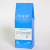 Side view of 12 oz bag of Happi Smooth. Best Medium Roast Coffee Beans with Cozy Sweetness & Balanced Flavor, Available Ground or Whole Bean